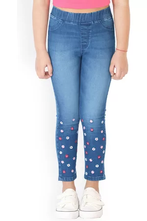 naughty ninos Girls Blue Denim Washed Jeggings