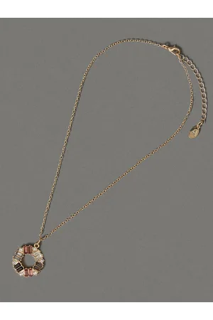 Accessorize Women Baguette Circle Pendant Necklace