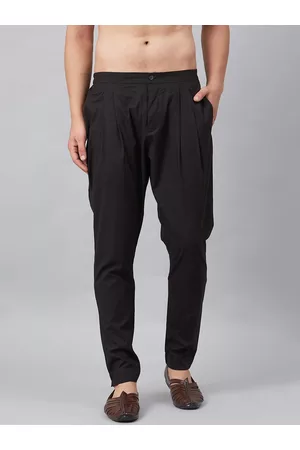 See Designs Men Black Solid Pure Cotton Pyjama