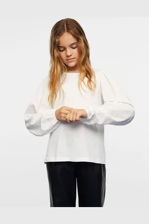 MANGO Girls Puff Sleeves Pure Cotton Sustainable T-shirt
