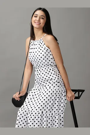 SHOWOFF Women White Chiffon Maxi Midi Dress