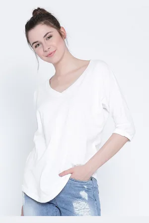 Sera Women White Solid Pure Cotton Top