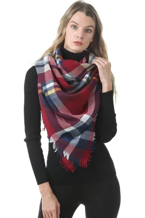 JC Collection Women Red & White Checked Scarf
