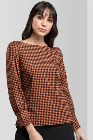 FableStreet Women Orange & Black Printed Top
