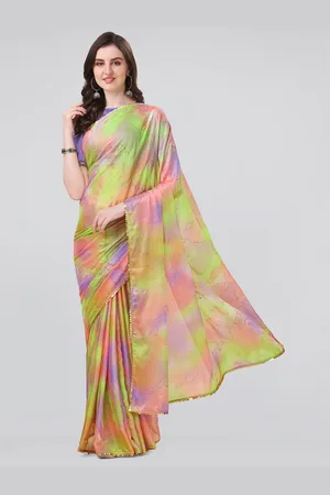 Kalini Green & Purple Tie and Dye Saree