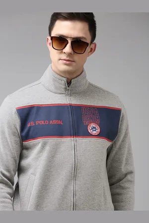 Ralph Lauren Men Grey & Navy Blue Colourblock Printed Sweatshirt