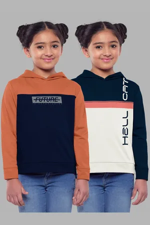 HELLCAT Girls Pack Of 2 Printed Hooded Cotton Sweatshirt