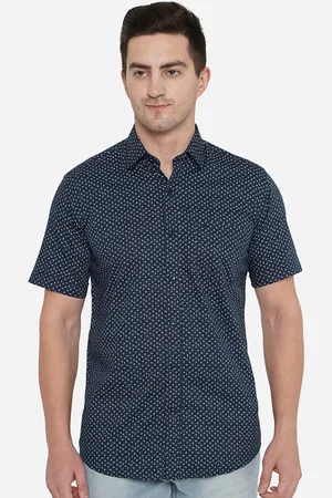 JADE BLUE Men Blue Classic Slim Fit Floral Printed Cotton Casual Shirt