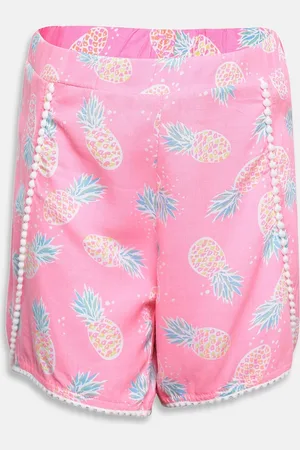 Oxolloxo Girls Pink Printed Regular Fit Regular Shorts