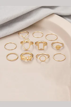 Jewels Galaxy Set Of 11 Gold-Plated Contemporary Stackable Finger Rings