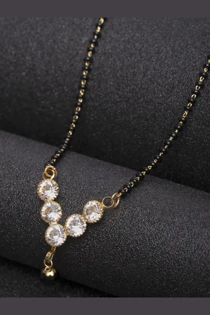 PANASH Women Gold-Plated Solitaire & Cubic-Zirconia Studded Mangalsutra