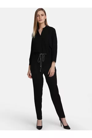 Kazo Women Black Solid Basic Jumpsuit
