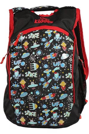 Smily Kiddos Rucksacks - Unisex Kids Black & Red Graphic Backpack with Anti-Theft