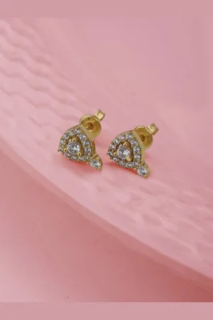 Carlton London Women Gold Plated Geometric Studs Earrings
