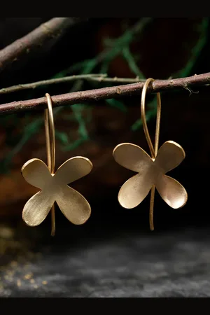 Berserk Women Gold-Toned Floral Drop Earrings