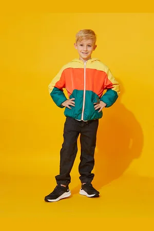 Cherry Crumble Boys Multicolor Cut & Sew Vintage Puffer Hooded Jacket