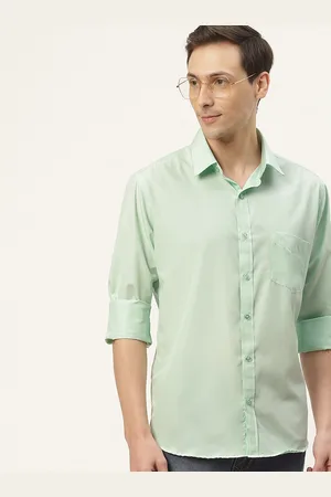 English Navy Men Green Classic Slim Fit Casual Shirt