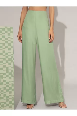 20Dresses Women Green Flared High-Rise Trouser
