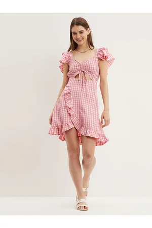 Dorothy Perkins Cotton Checked A-Line Mini Dress