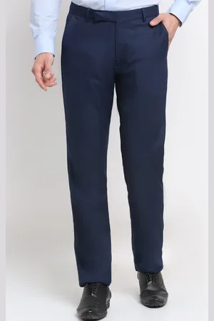 CANTABIL Men Navy Blue Original Pure Cotton Trousers