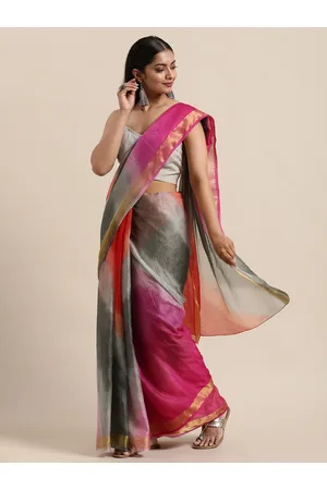 Jaipur Multicoloured Tie and Dye Zari Silk Blend Kota Saree