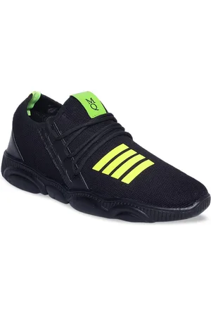 MUTAQINOTI Men Black & Yellow Woven Design Slip-On Sneakers