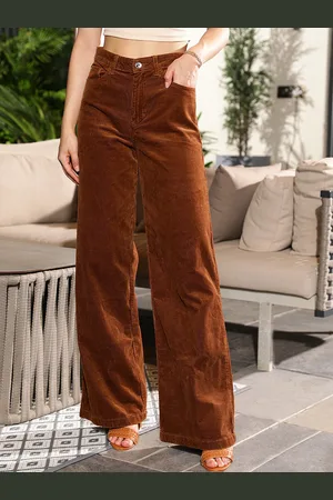 CURVY STREET Women Brown Flared High-Rise Corduroy Trouser