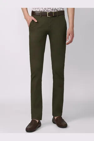 V Dot Men Olive Green Slim Fit Trousers
