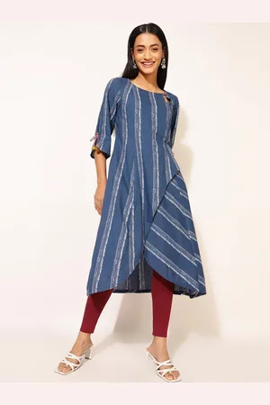 Fabindia Printed Keyhole Neck Flared Sleeves Pure Cotton Kurta