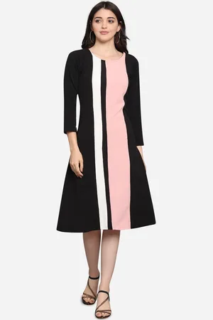 PURVAJA Women Black Colourblocked A-Line Dress