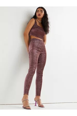 H&M Women Purple Shimmering Leggings
