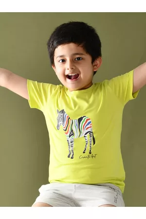 Anthrilo Boys Lime Green Printed T-shirt