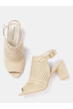Marc Loire Women Beige Perforated Heeled Mules