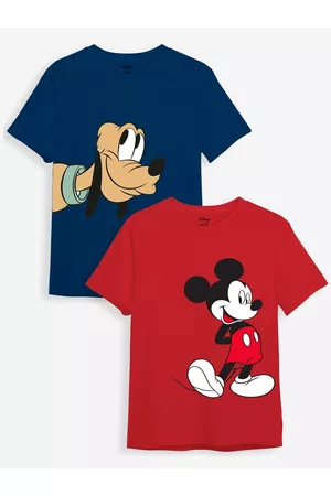 Minicult Kids Pack of 2 Mickey Mouse Printed Cotton T-shirt