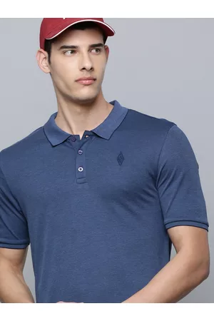Skechers Men Blue Solid Polo Collar Casual T-shirt