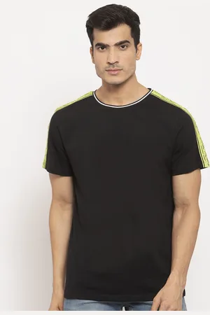 DOOR74 Men Round Neck Cotton T-shirt
