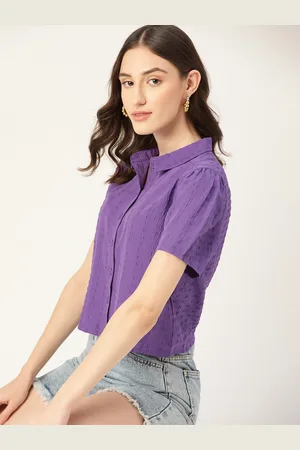 DressBerry Women Seersucker Solid Casual Shirt