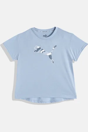 PUMA Girls Brand Logo Print Round Neck Relaxed Fit T-shirt