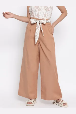 Fabindia Women Brown Pleated Trousers
