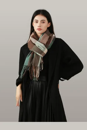 JC Collection Women Green & Beige Checked Scarf
