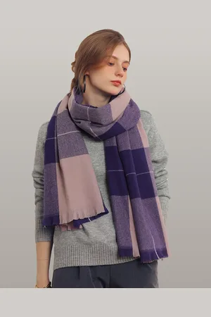 JC Collection Women Purple & Pink Checked Scarf