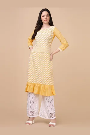 GUFRINA Floral Embroidered Chikankari Kurta with Palazzos