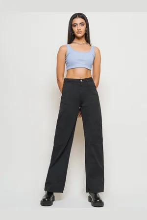 FREAKINS Women Black Straight Fit High-Rise Pure Cotton Jeans