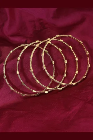 Adwitiya Collection Set Of 4 Gold-Plated Stone-Studded Bangles
