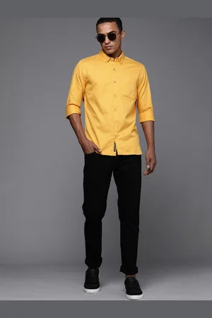 WROGN Men Yellow Slim Fit Casual Shirt