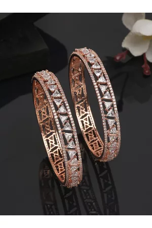 YouBella Set of 2 Gold-Plated White Stone-Studded Bangles