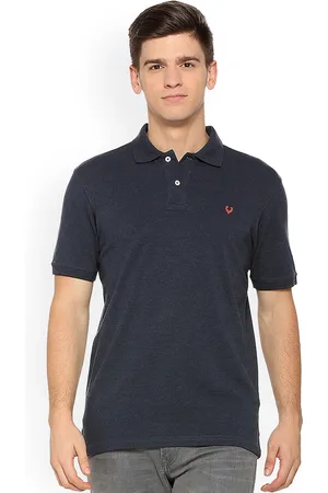 Allen Solly Men Blue Solid Polo Collar T-shirt