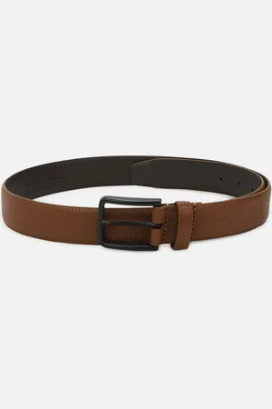 Louis Philippe Men Tan Brown Textured Leather Belt