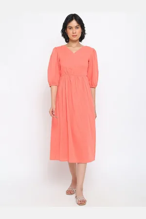Fabindia Peach-Coloured Midi Dress
