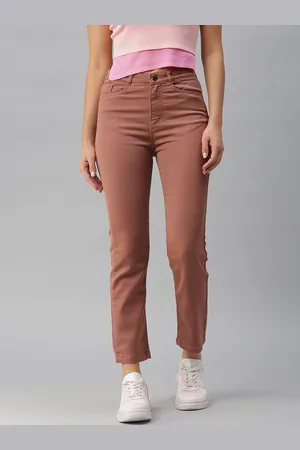 SHOWOFF Women Taupe Jean Straight Fit High-Rise Jeans